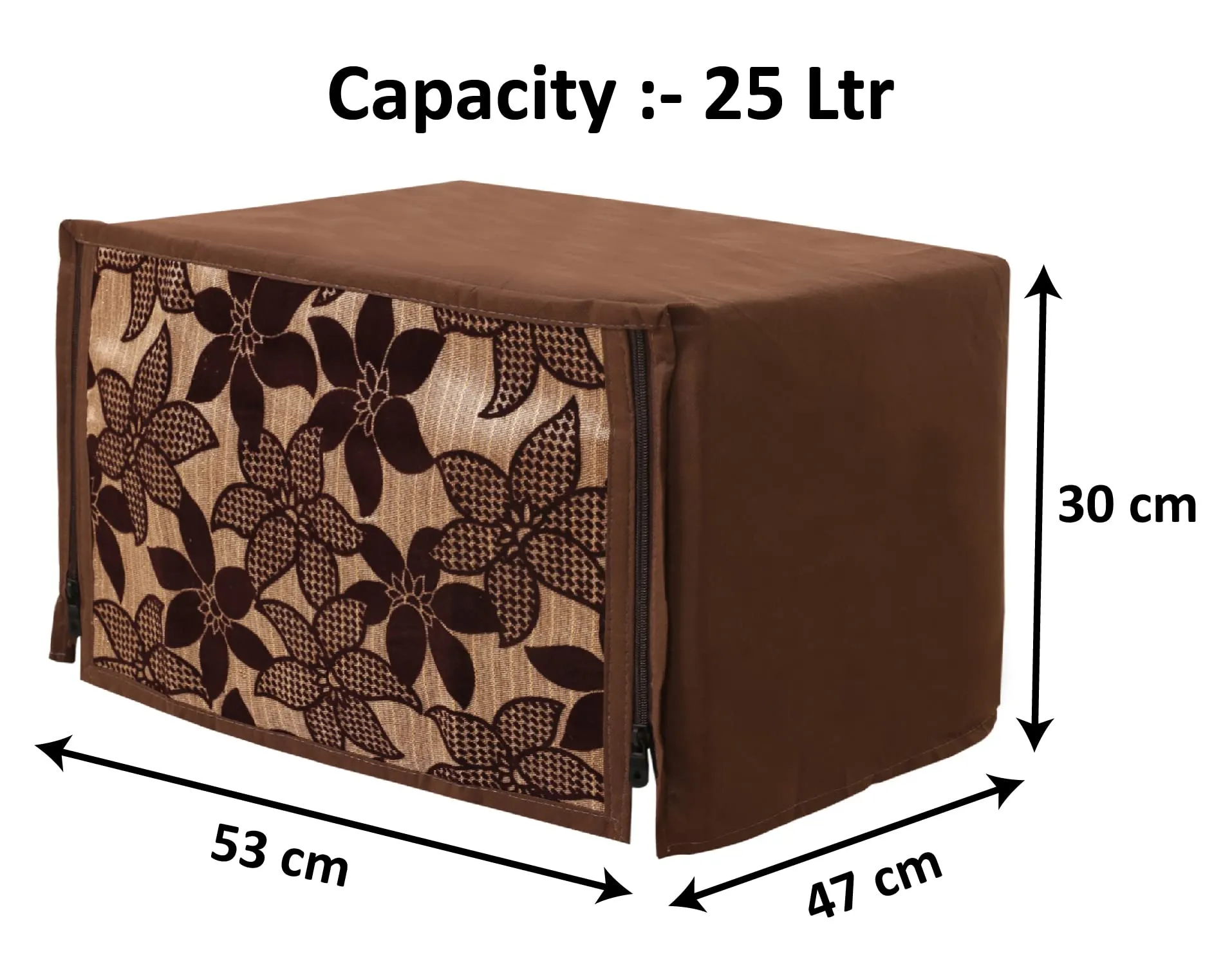 Kuber Industries Velvet Flower Printed Microwave Oven Cover, Dustproof Machine Protector Cover,25 LTR. (Brown)-HS43KUBMART26060
