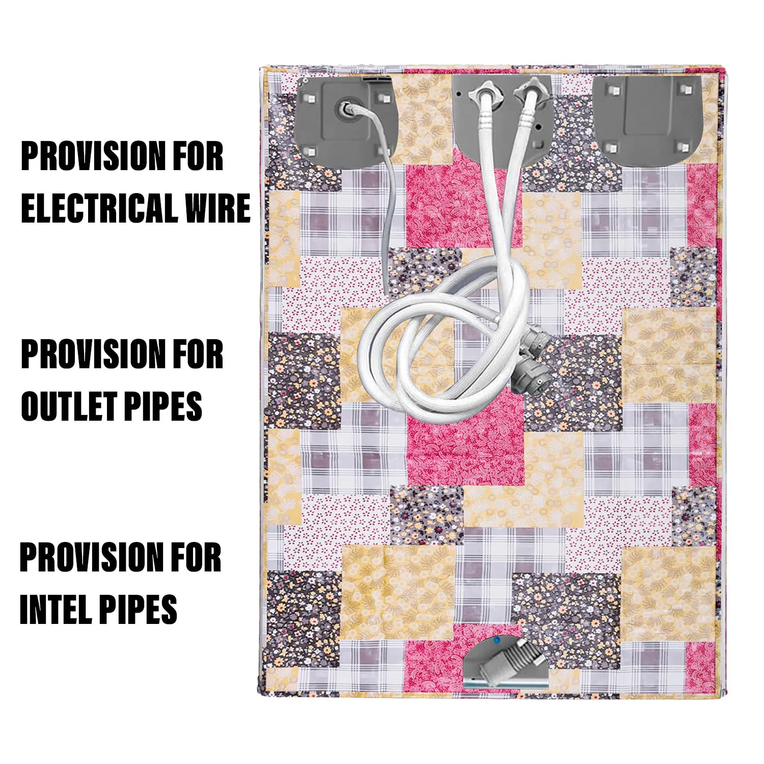 Kuber Industries Washing Machine Cover | Black Small Flower Print Washing Machine Cover | PVC Top Load Semi-Automatic Washing Machine Cover | Multi