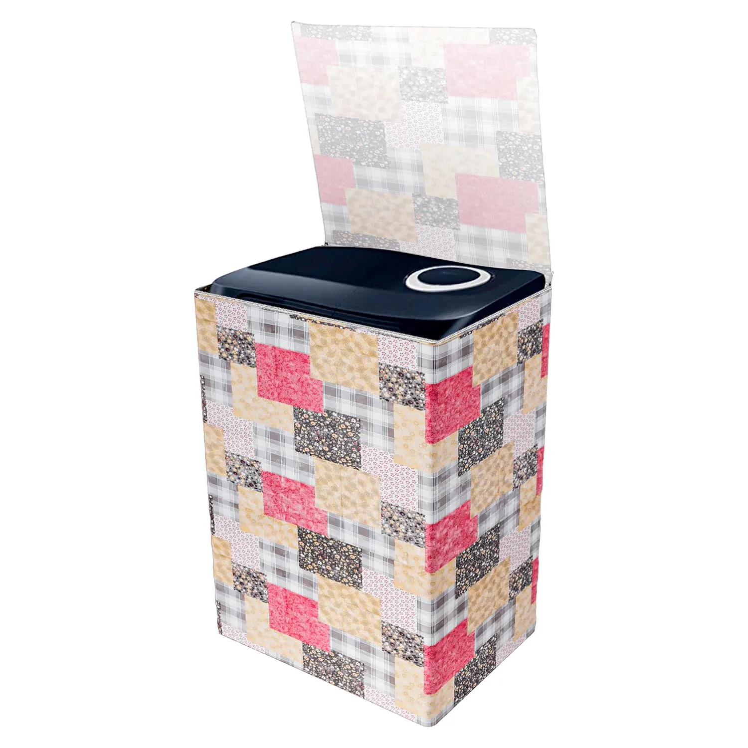 Kuber Industries Washing Machine Cover | Black Small Flower Print Washing Machine Cover | PVC Top Load Semi-Automatic Washing Machine Cover | Multi