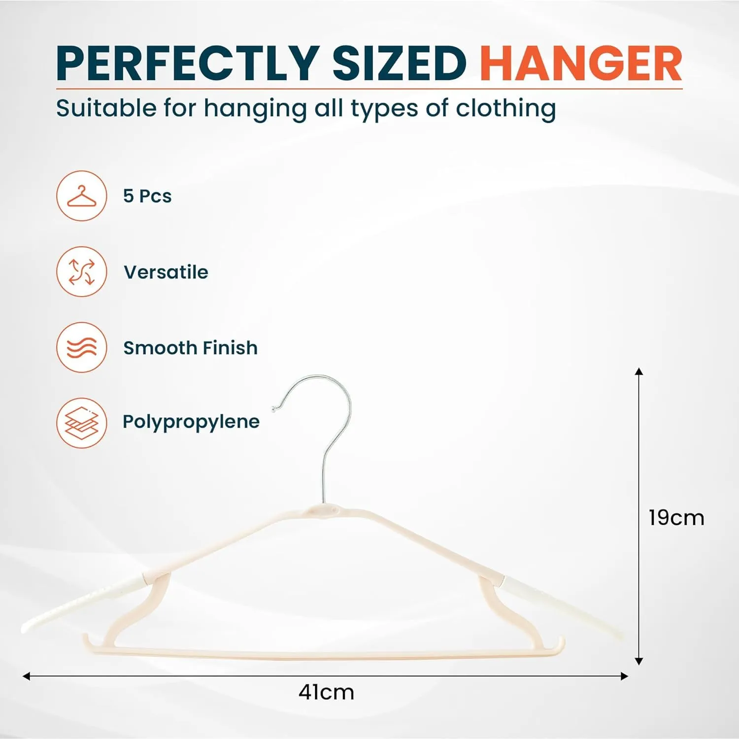 Kuber IndustriesPP Cloth Hanger Set of 15 with Zinc Plated Steel Hook (White)