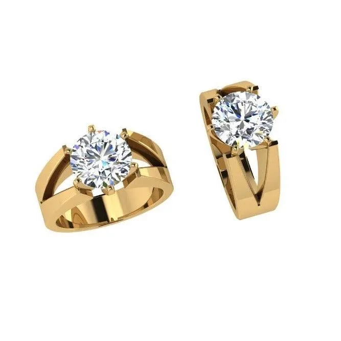 Lab Diamond Men's Ring 14K Yellow Gold Split Band