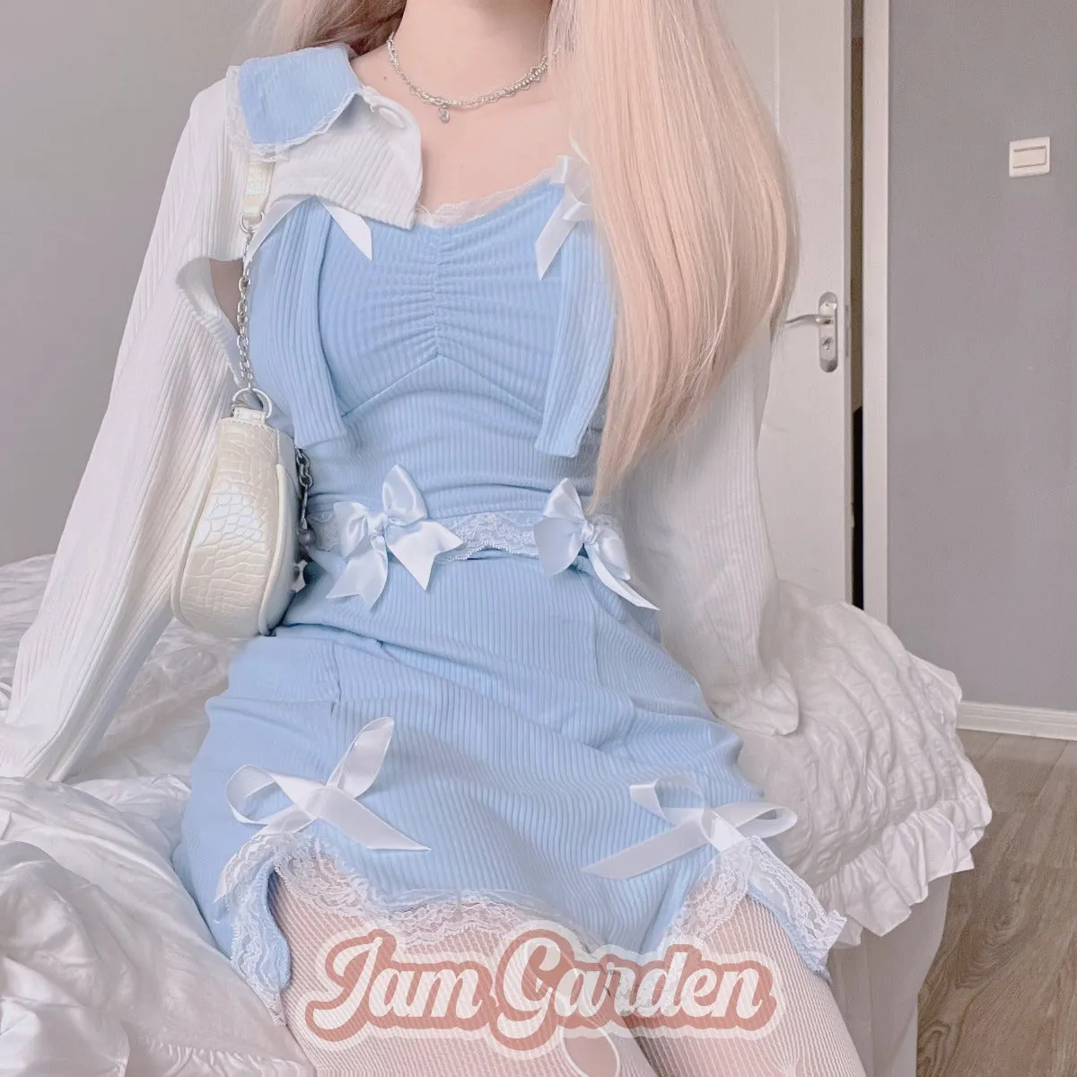 Lace Knitted Camisole Dress Set
