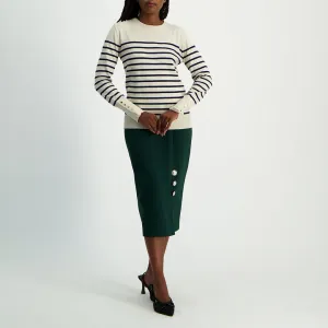 LADIES CIARRA NAVY WHITE STRIPE KNIT JERSEY