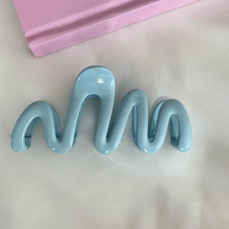 Ladies Simple Casual Wave Shaped Hair Claw Clip SKAJ074