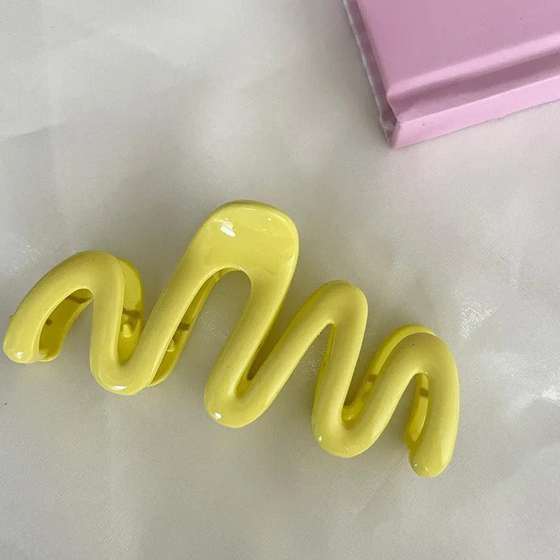 Ladies Simple Casual Wave Shaped Hair Claw Clip SKAJ074