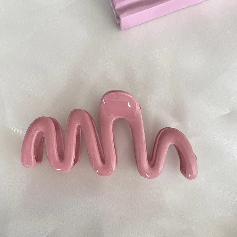 Ladies Simple Casual Wave Shaped Hair Claw Clip SKAJ074