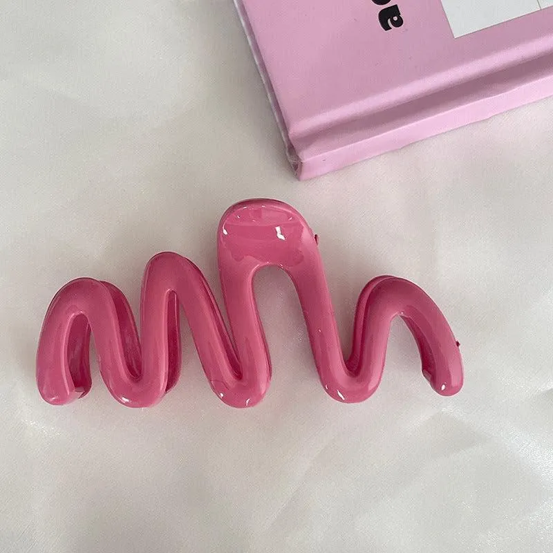 Ladies Simple Casual Wave Shaped Hair Claw Clip SKAJ074