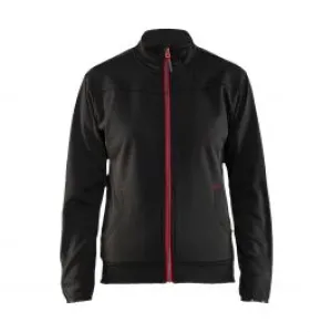 Ladies&#x20;Sweatshirt&#x20;With&#x20;Full&#x20;Zip&#x20;3394&#x20;Zwart&#x2F;Rood&#x20;-&#x20;Bl&#xE5;kl&#xE4;der