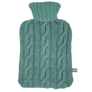 Lambswool Cable Knit Hot Water Bottle Cover - Jade