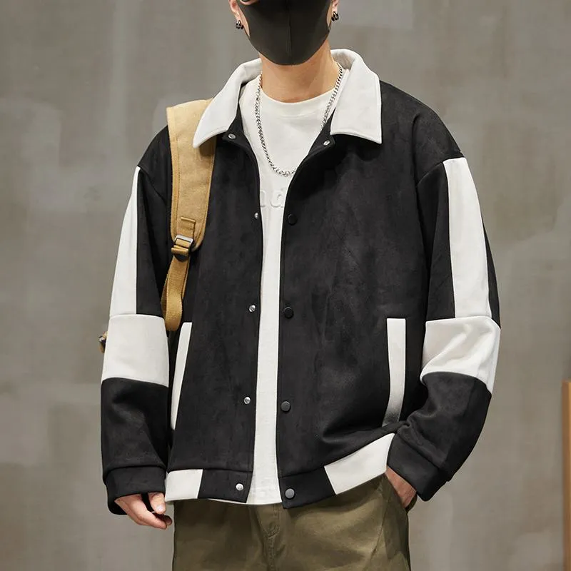 Lapel Collar Suede-Like Patchwork Thickened Overshirt