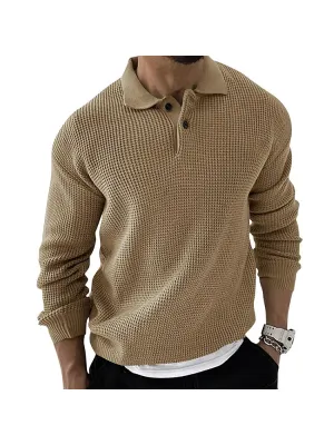 Lapel Sweater Men'S Fashion Urban Slim Long-Sleeved Knit Sweater