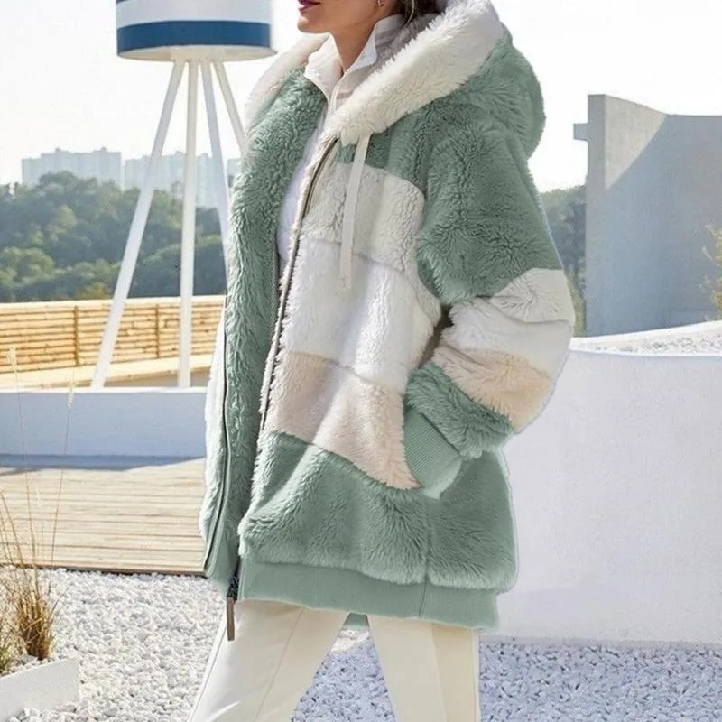 'Lara' Fluffy Fleece Hooded Jacket
