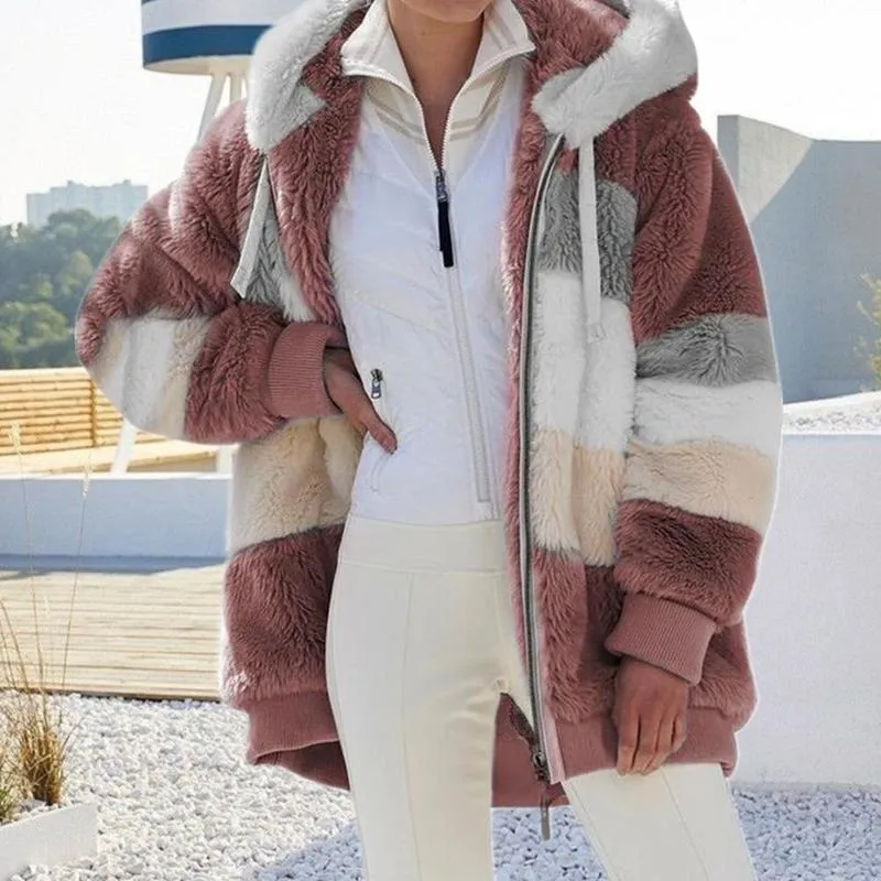 'Lara' Fluffy Fleece Hooded Jacket