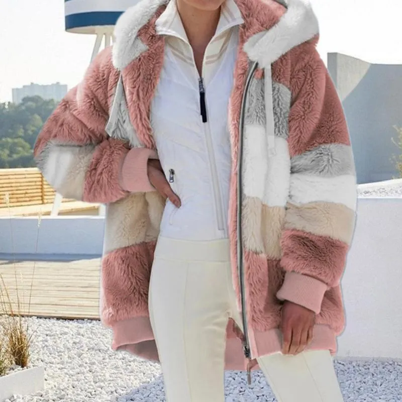 'Lara' Fluffy Fleece Hooded Jacket