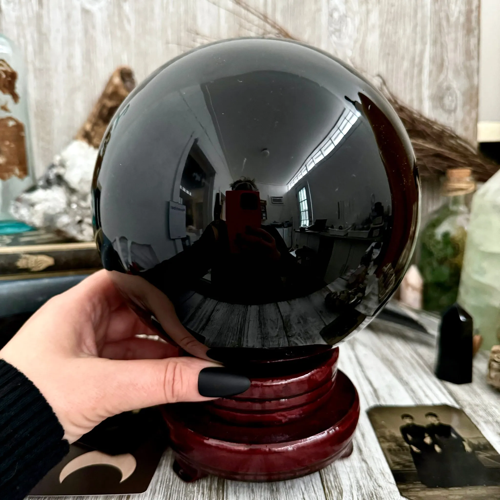 Large Black Obsidian Crystal Ball / Foxlark Collection
