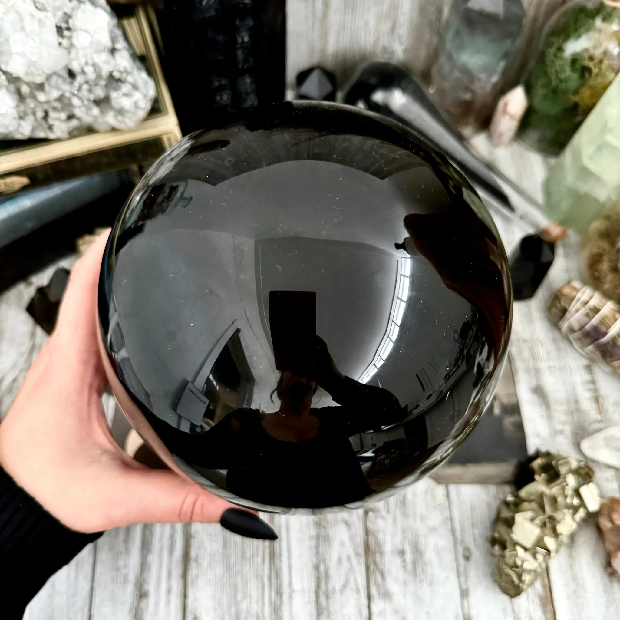 Large Black Obsidian Crystal Ball / Foxlark Collection