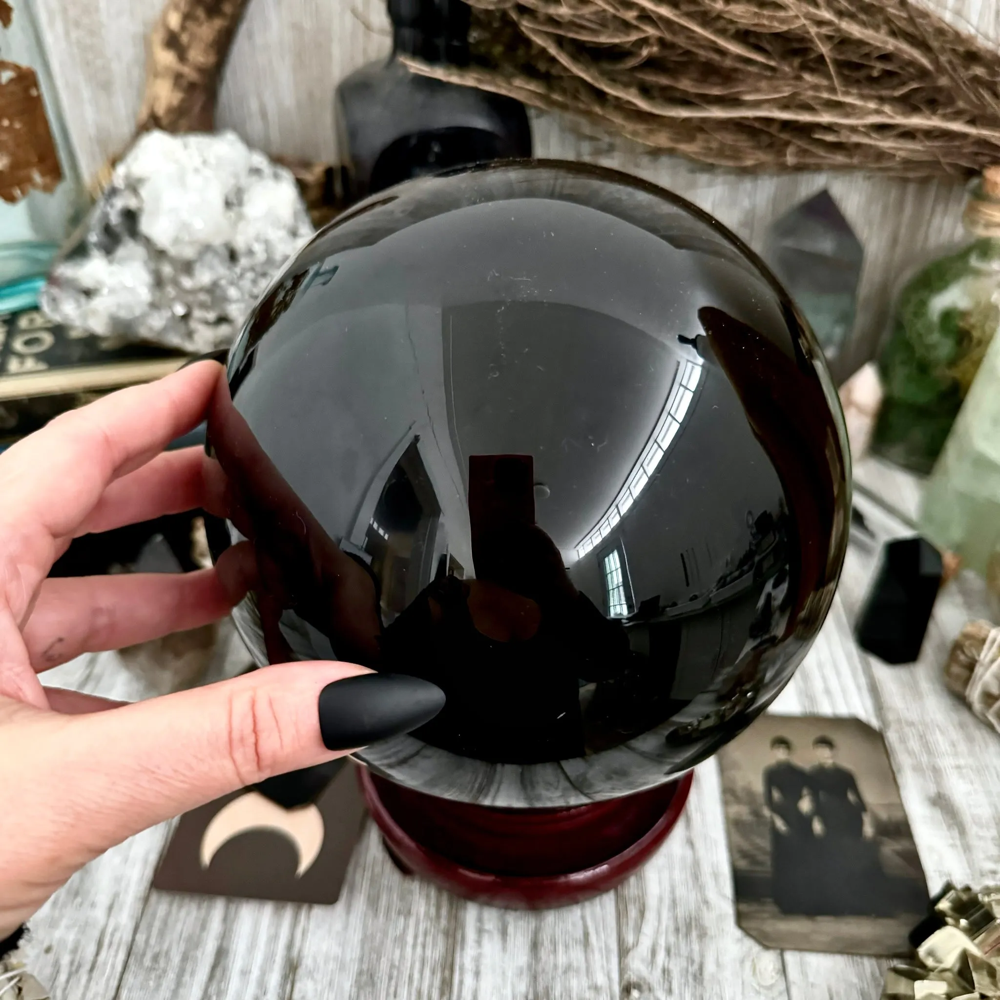 Large Black Obsidian Crystal Ball / Foxlark Collection