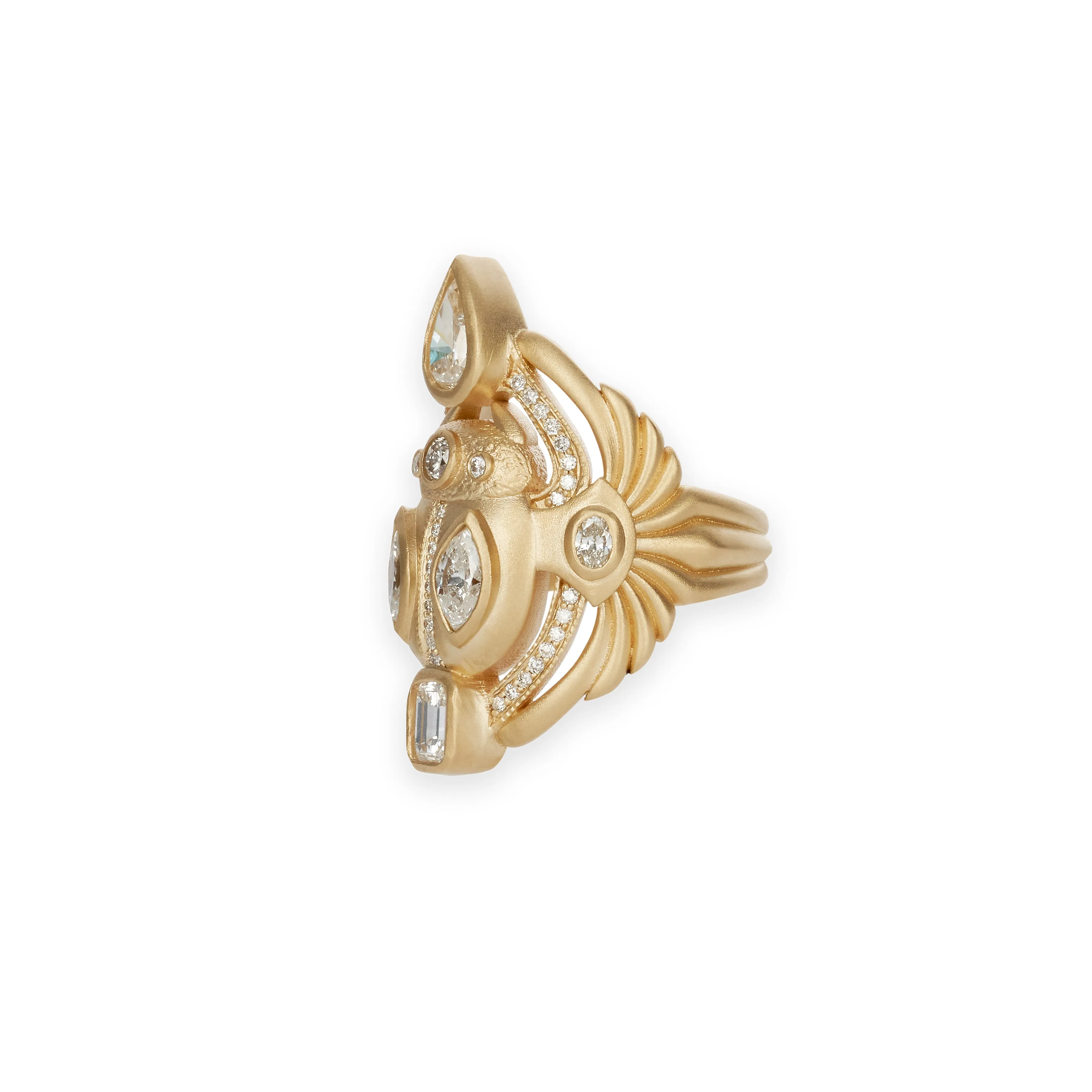 LARGE PAVE MULTI SHAPE DIAMOND SCARAB RING