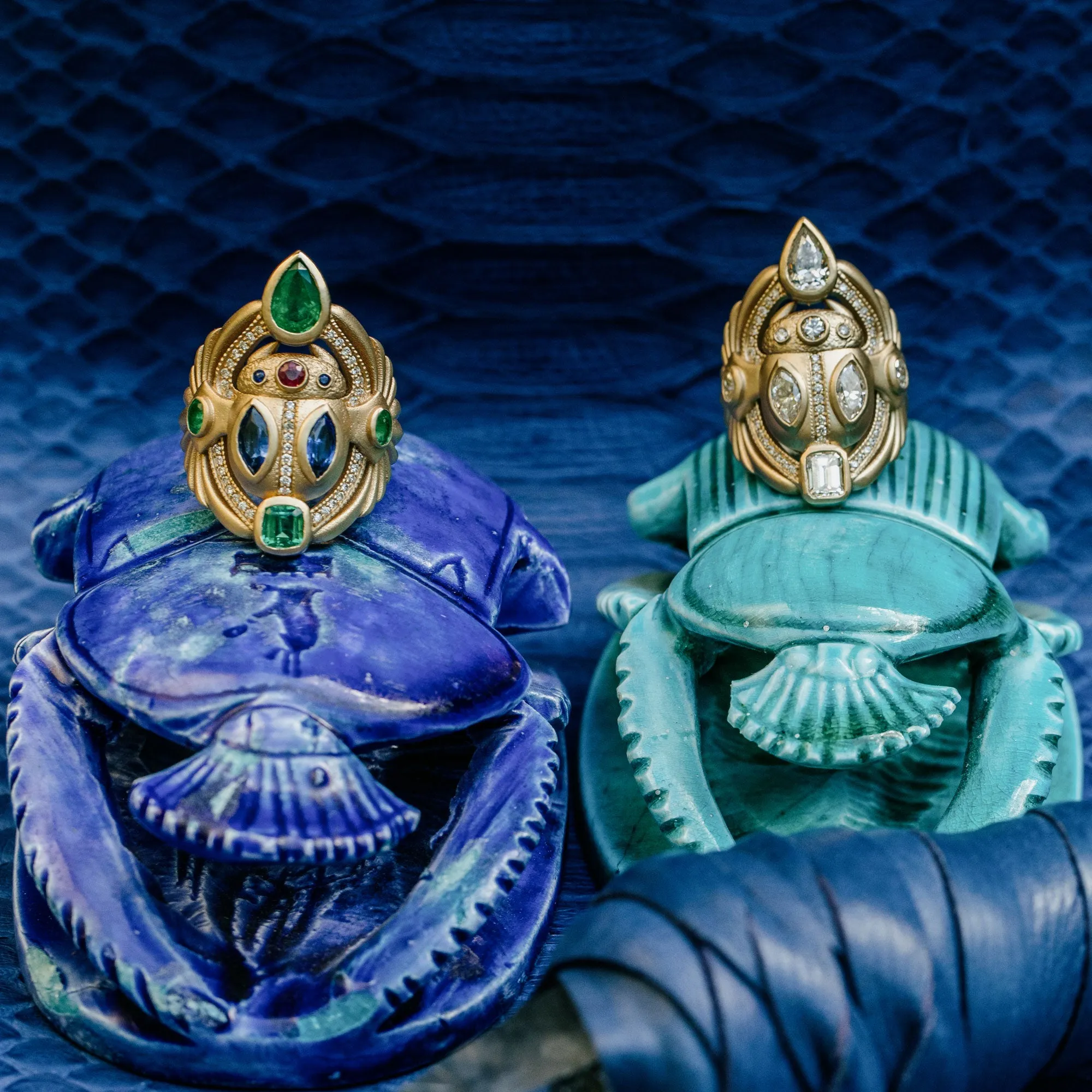 LARGE PAVE MULTI SHAPE DIAMOND SCARAB RING