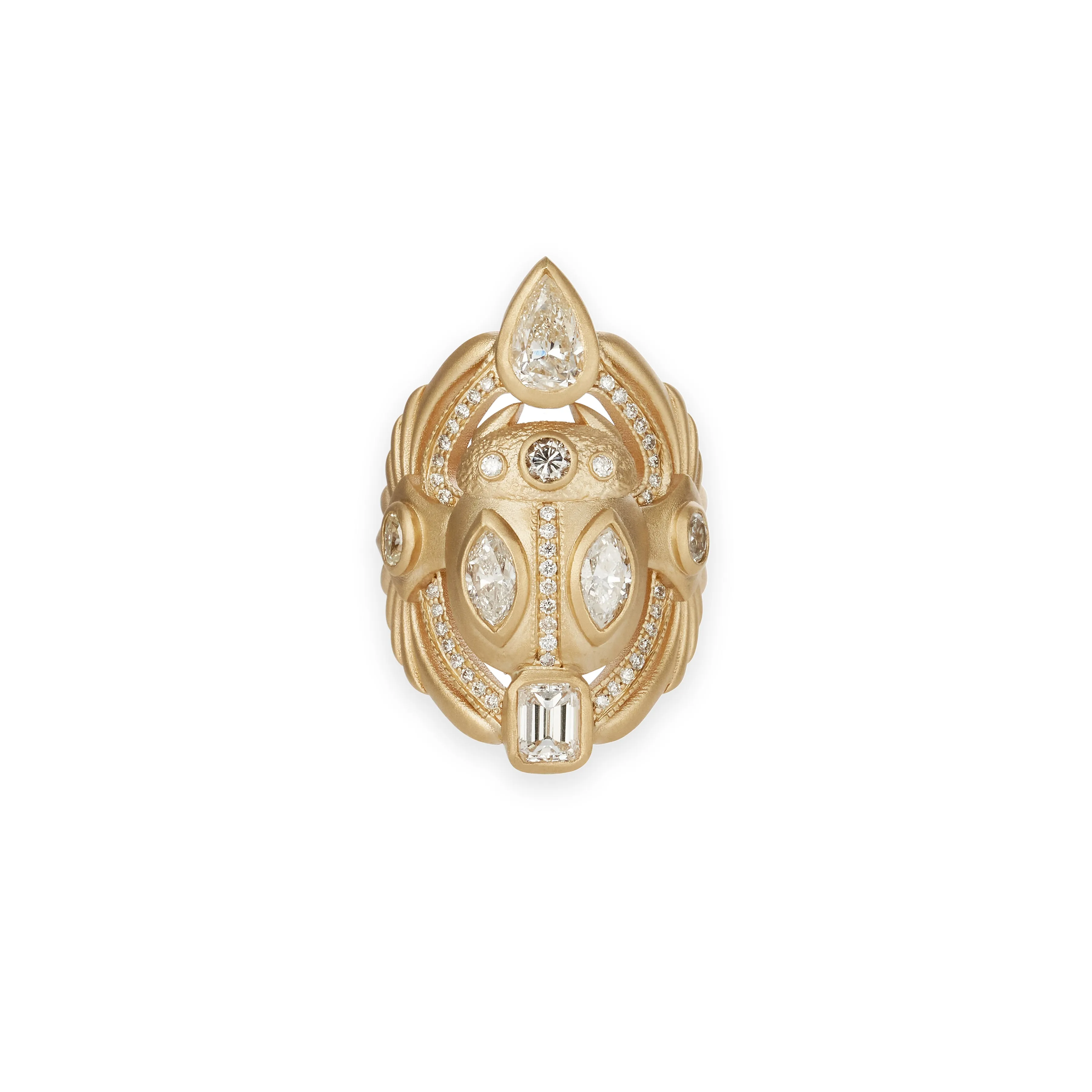 LARGE PAVE MULTI SHAPE DIAMOND SCARAB RING