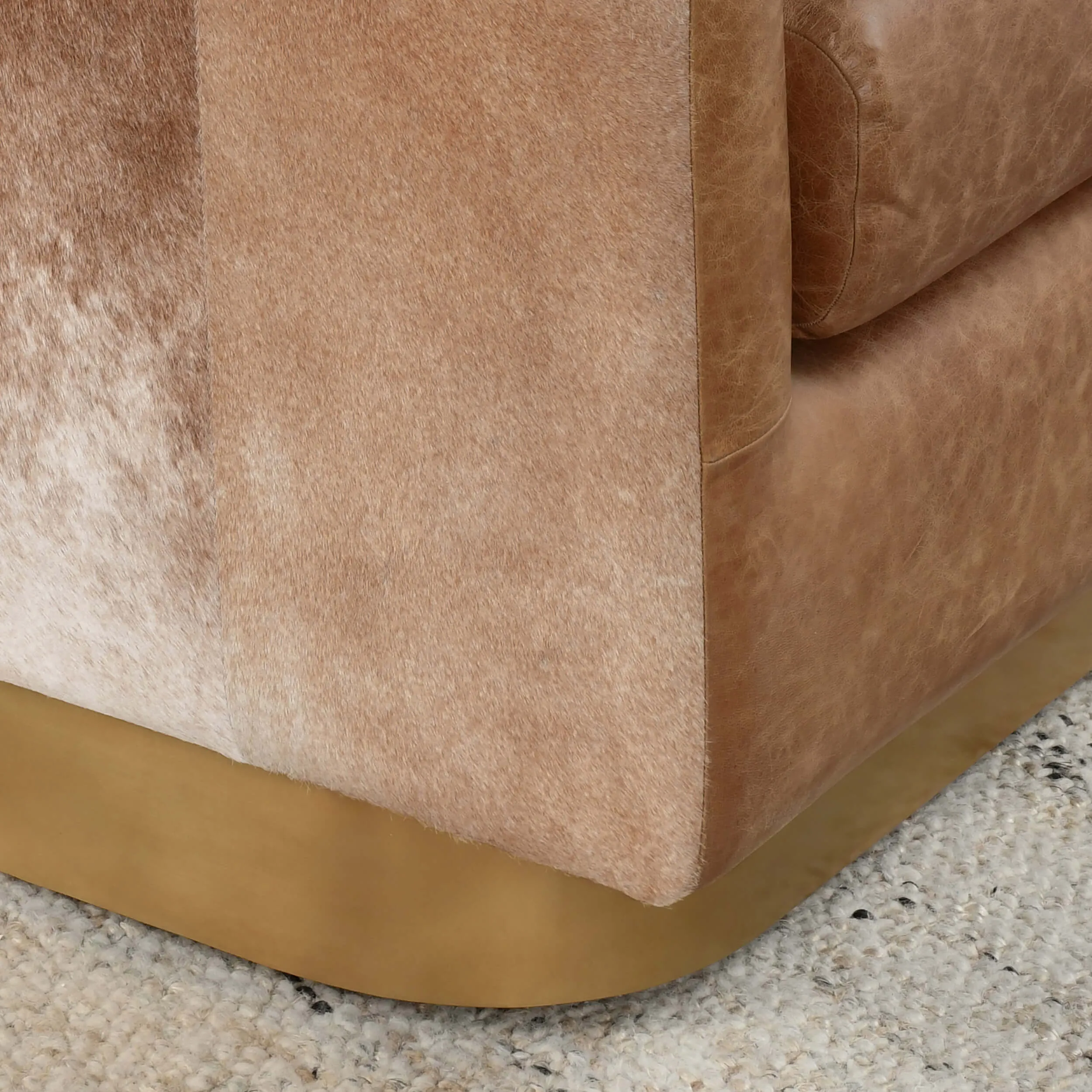 Lathe Leather/Hide Chair, Brown/Blonde