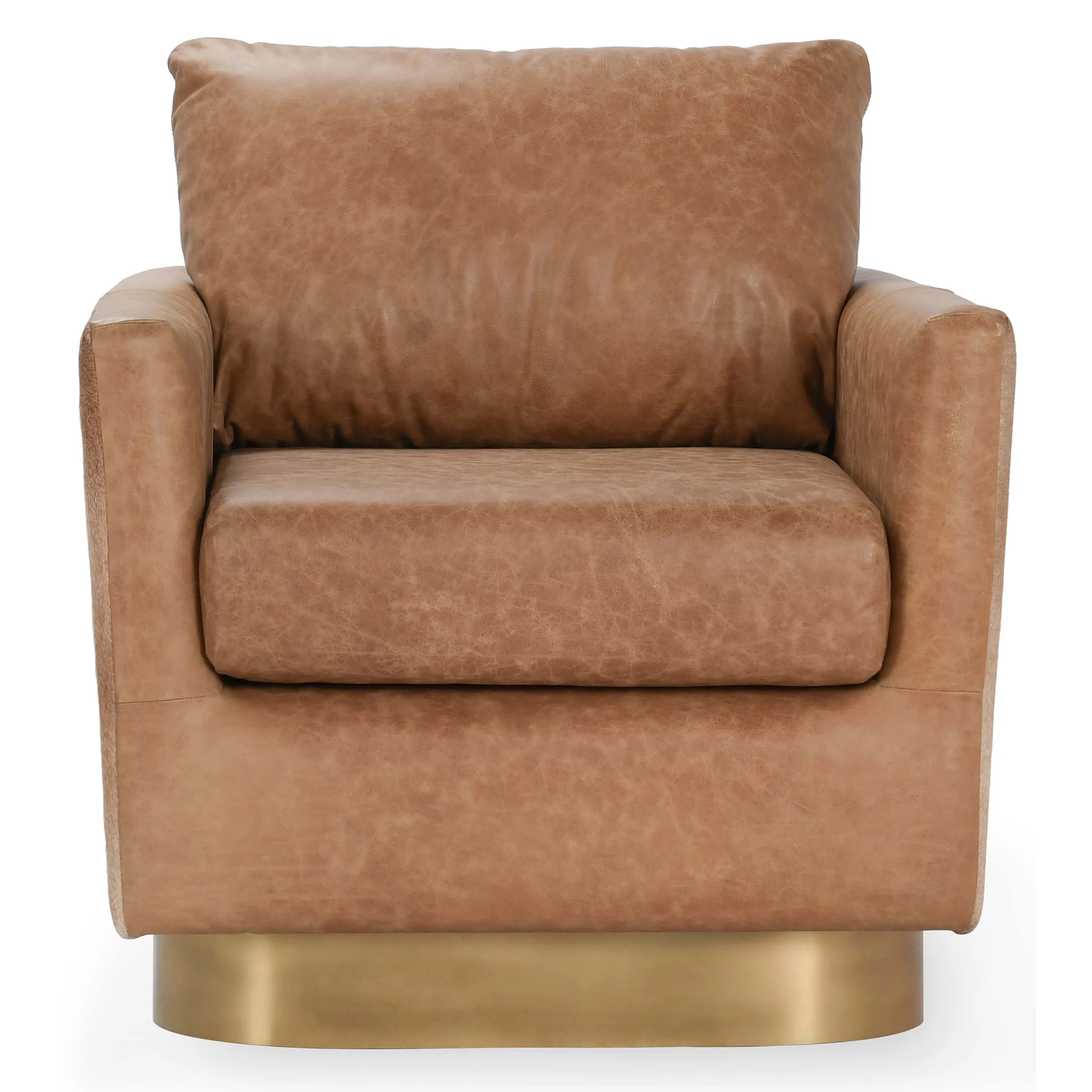 Lathe Leather/Hide Chair, Brown/Blonde