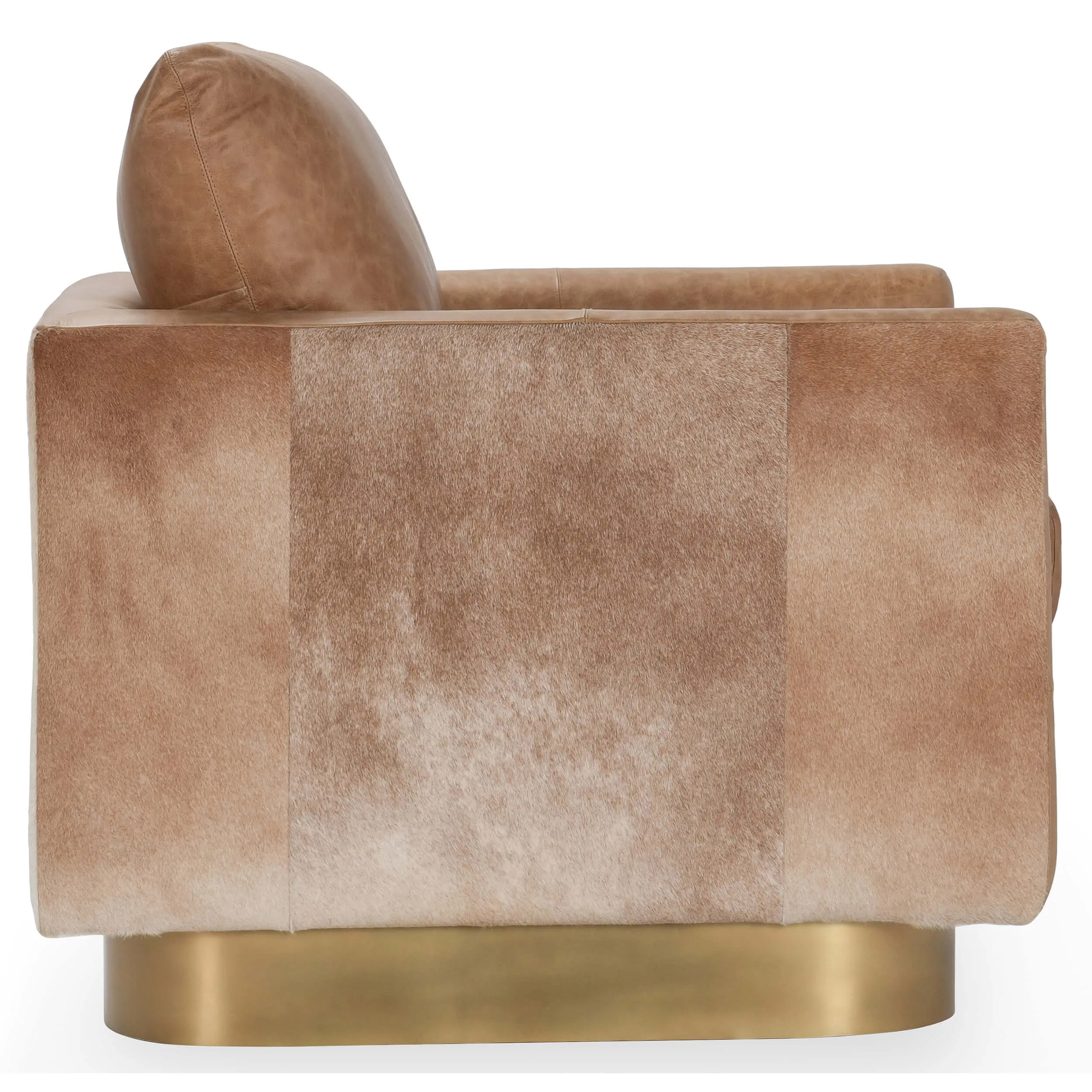 Lathe Leather/Hide Chair, Brown/Blonde