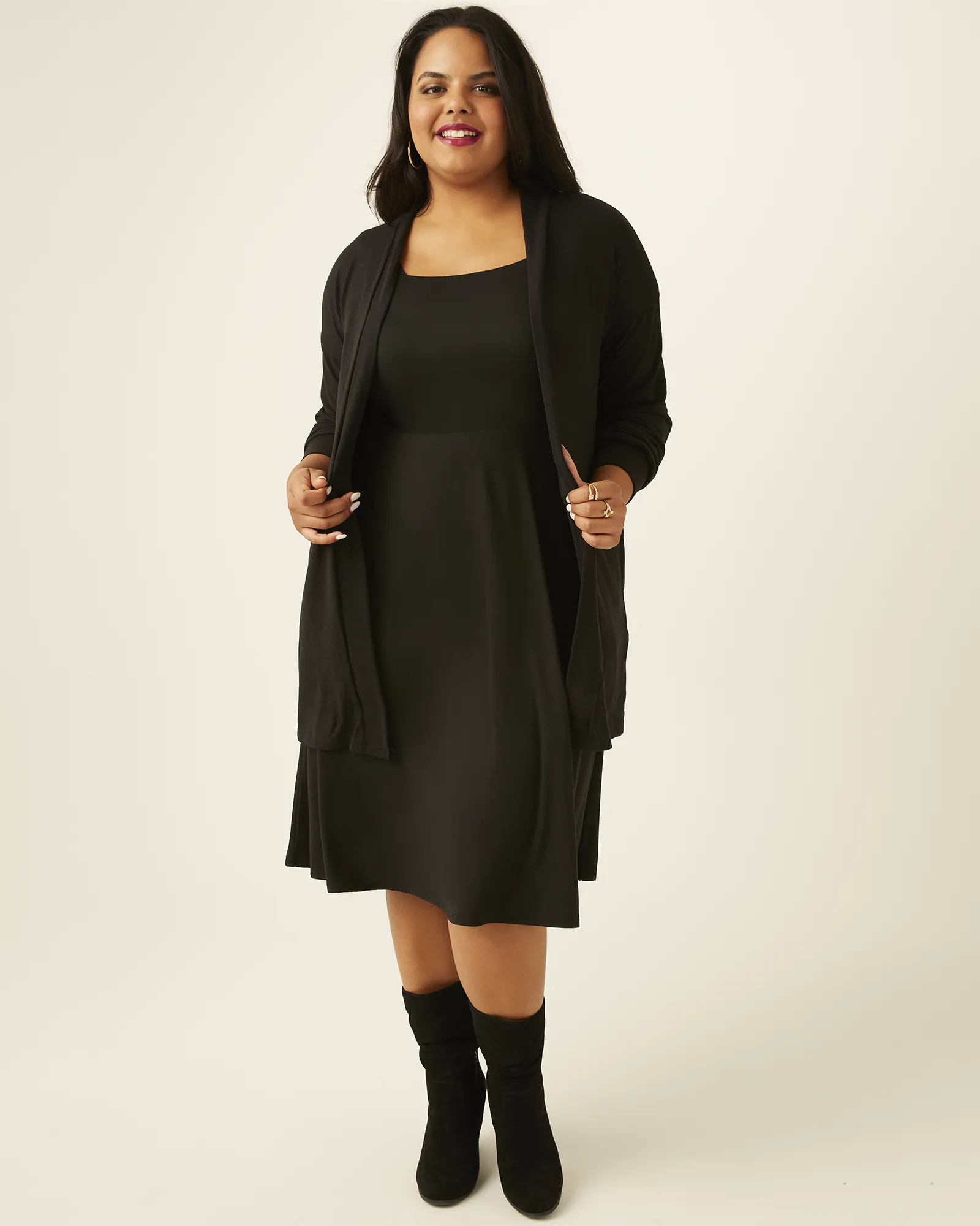 Laura Open-Front Cardigan | Black