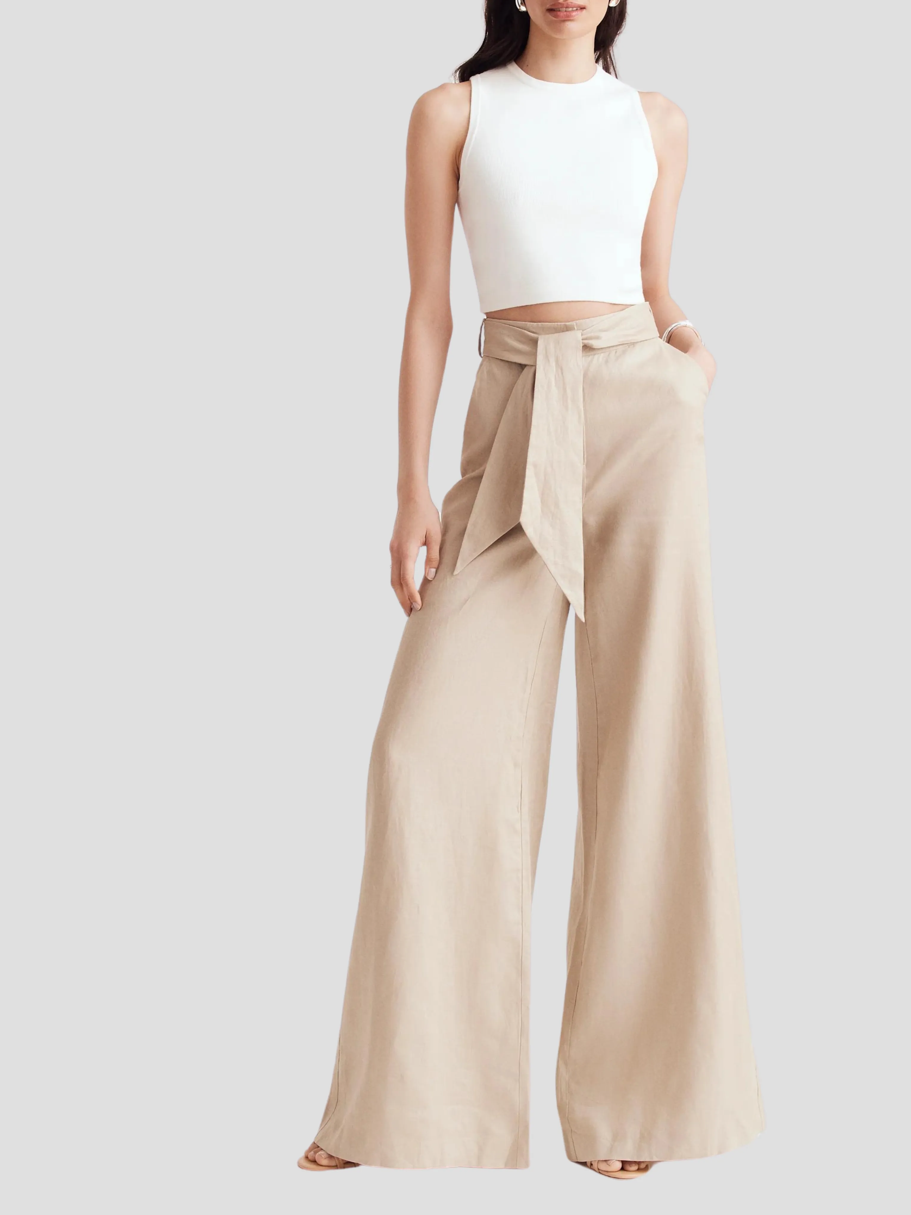 Layla Wide Leg Pant with Sash Belt