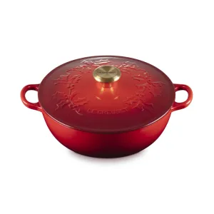 Le Creuset Signature Cast Iron Holly Soup Pot Cerise 26cm