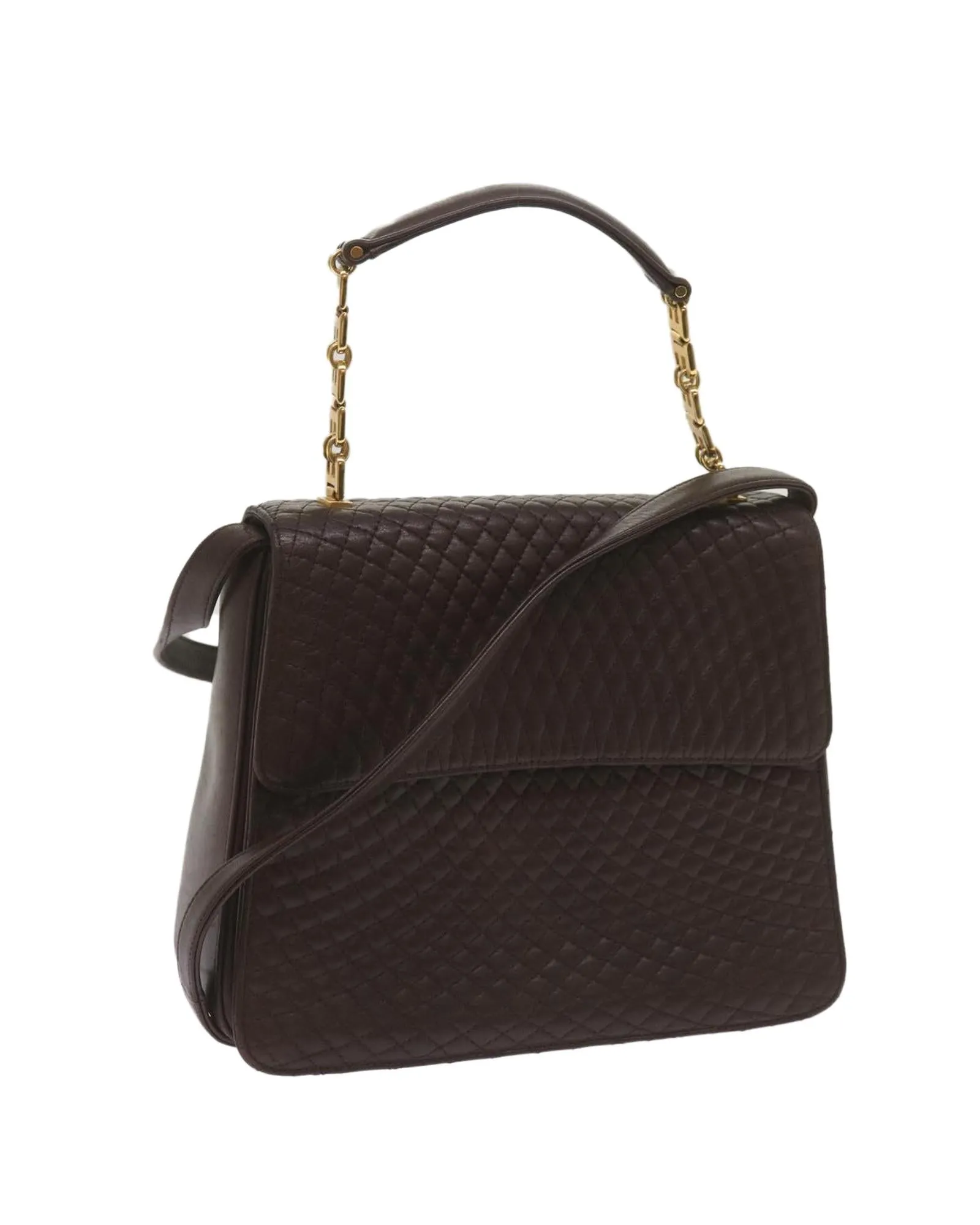 Leather 2-Way Hand Bag in Dark Brown by BALLY