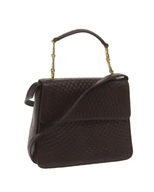Leather 2-Way Hand Bag in Dark Brown by BALLY