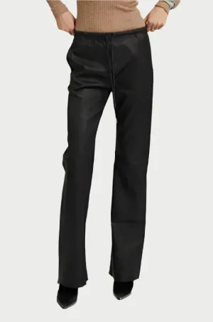 Leather Drawstring Straight Leg Pant