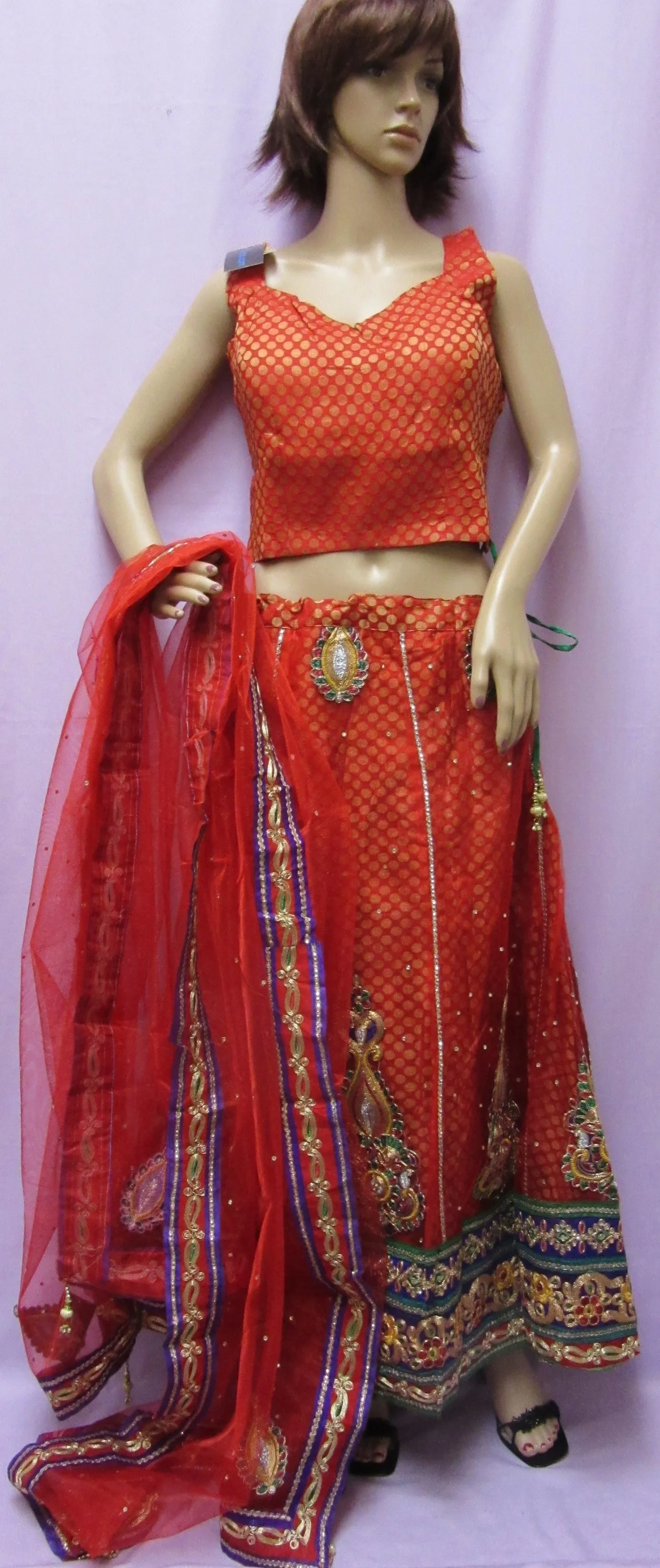 Lehenga 7049 Red Net Party Wear Lehenga Set Medium Size Choli