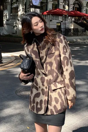 Leopard Print Blazer & Loose Fit with High-End Style