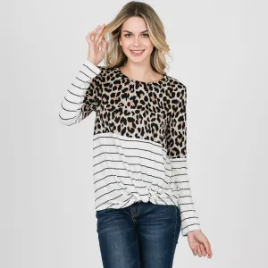 Leopard Stripe Long Sleeve Top