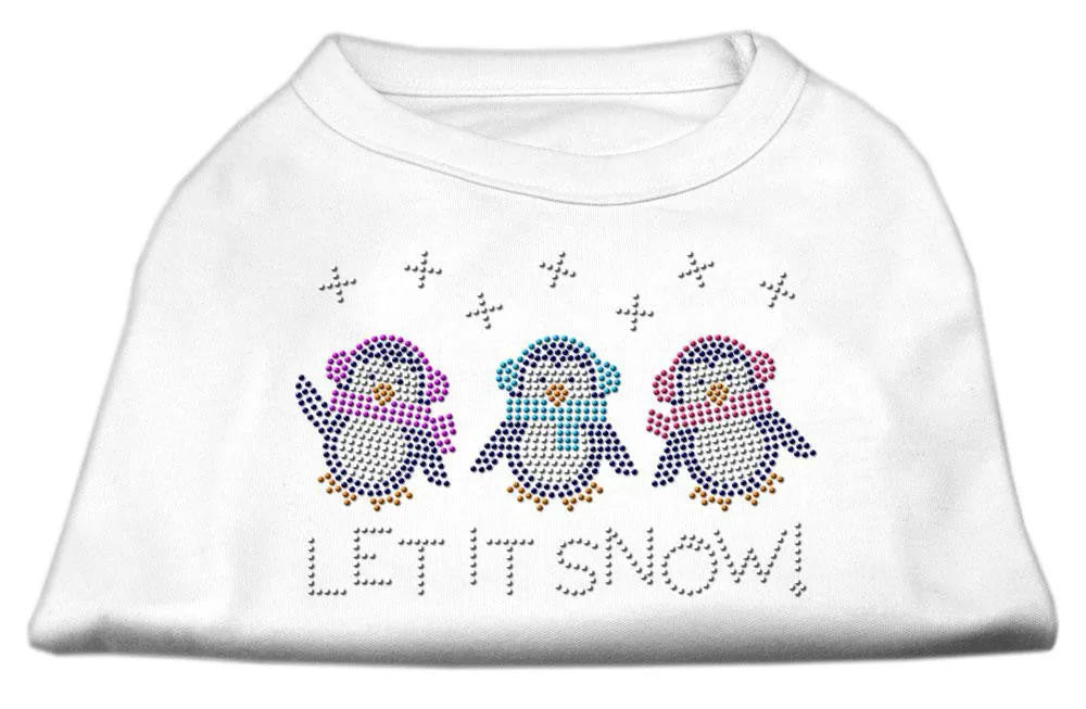 Let It Snow Penguins Rhinestone Shirt White L (14)