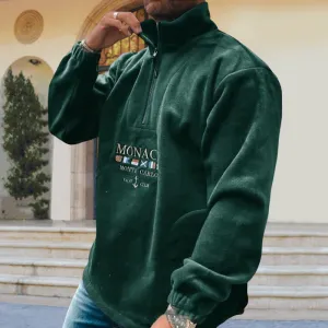 Letter Embroidered Thick Sweatshirt