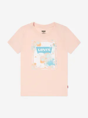 Levi's Boys Splatter Box Logo T-Shirt in Peach