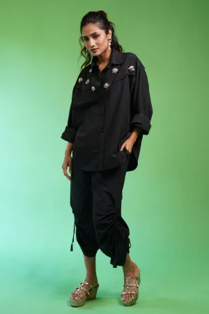 Liana Black Shirt   Rusched Pants
