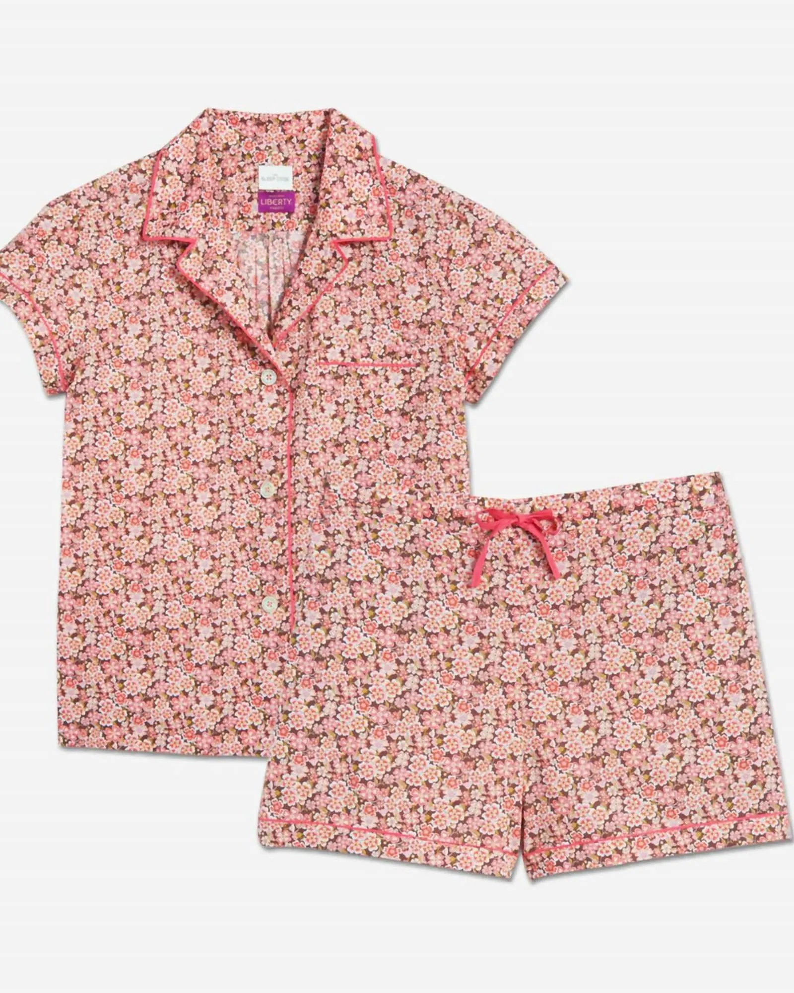 Liberty Print Floral Cotton Classic Short Pj Set in Anoki Rose | Anoki Rose