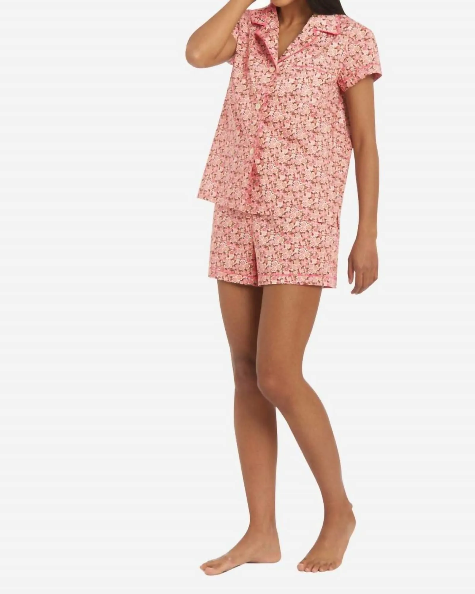 Liberty Print Floral Cotton Classic Short Pj Set in Anoki Rose | Anoki Rose