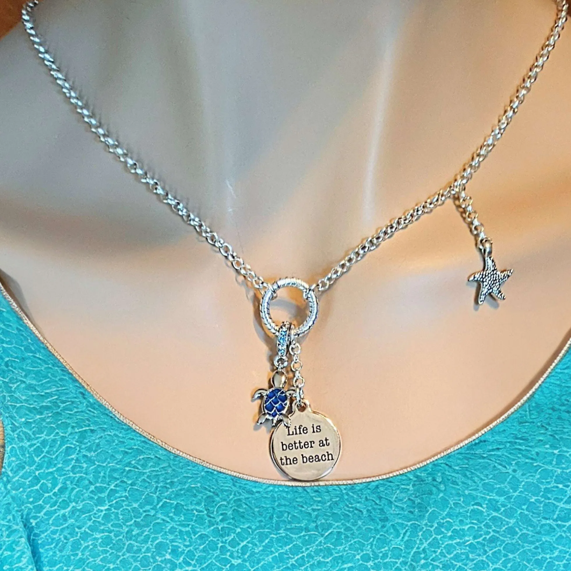 Life is Better On the Beach Charm Keeper Necklace - 18-24 inch