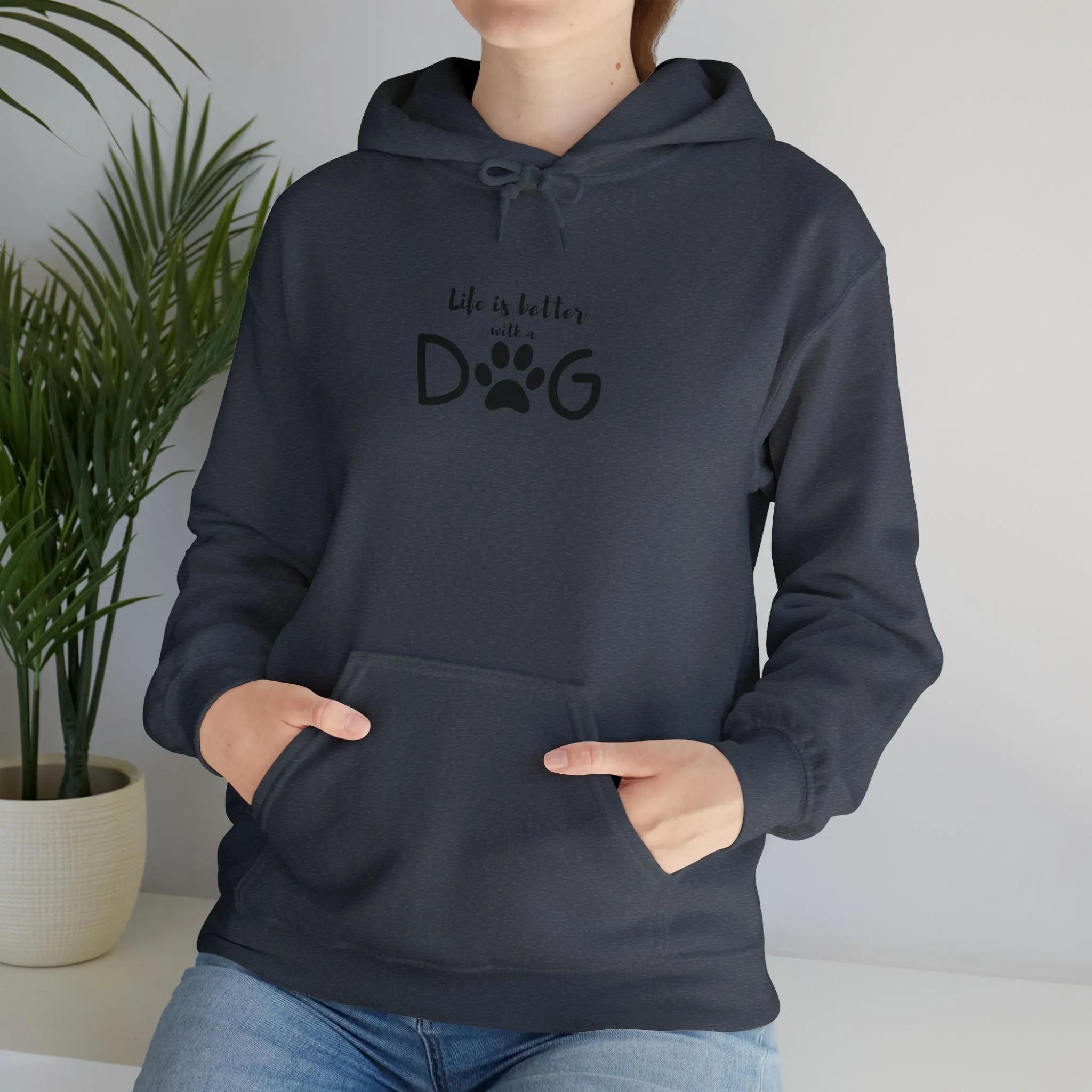Life is Better with a Dog Hoodie, Cotton Pullover Sweatshirt