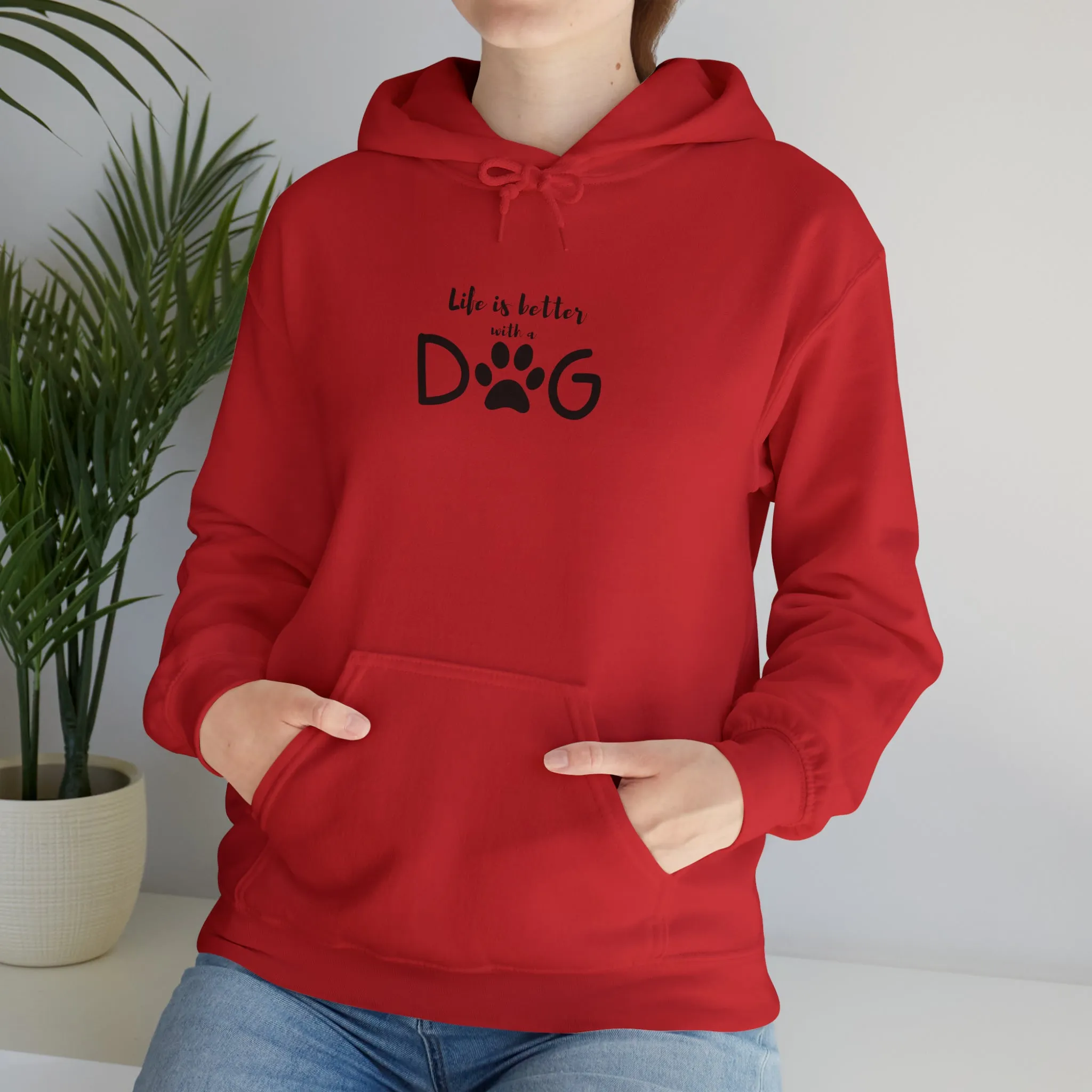 Life is Better with a Dog Hoodie, Cotton Pullover Sweatshirt