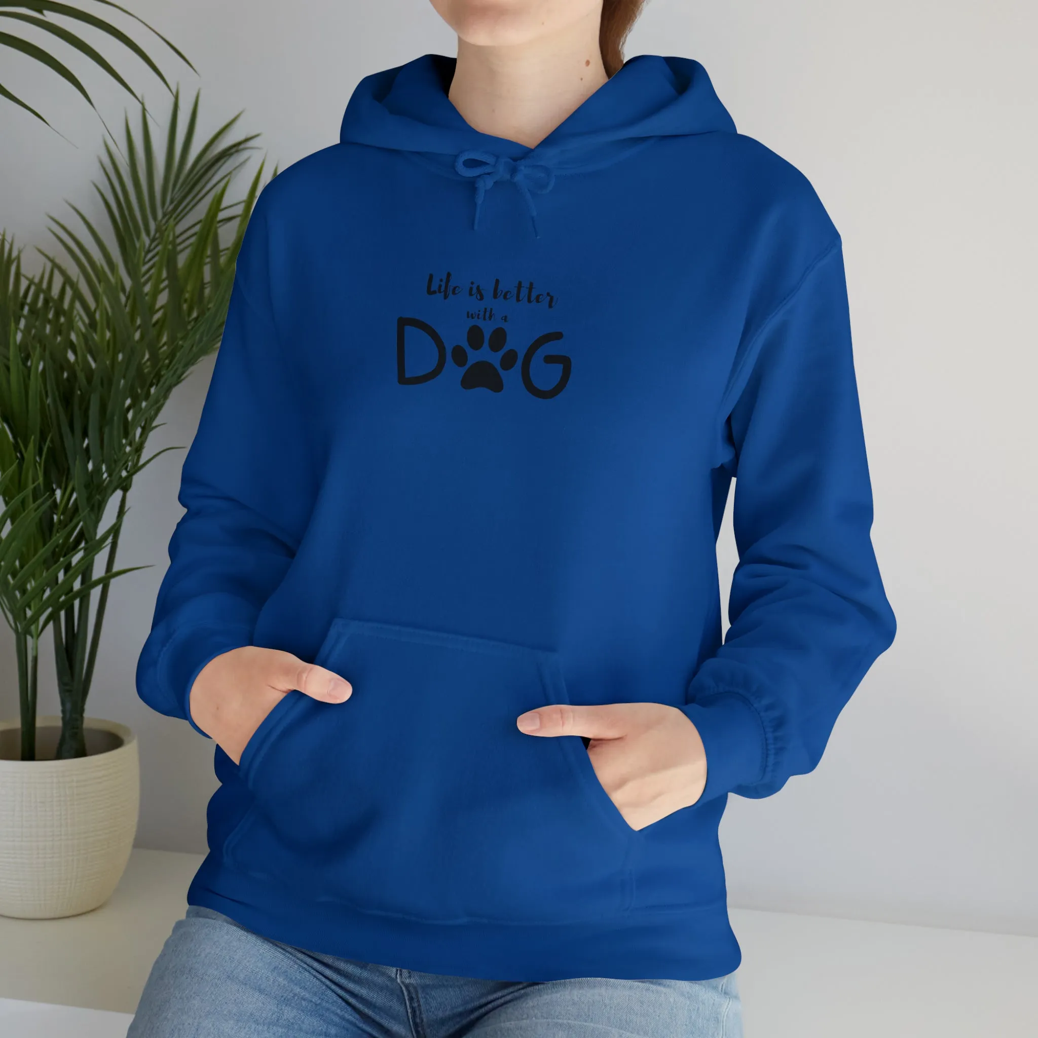 Life is Better with a Dog Hoodie, Cotton Pullover Sweatshirt