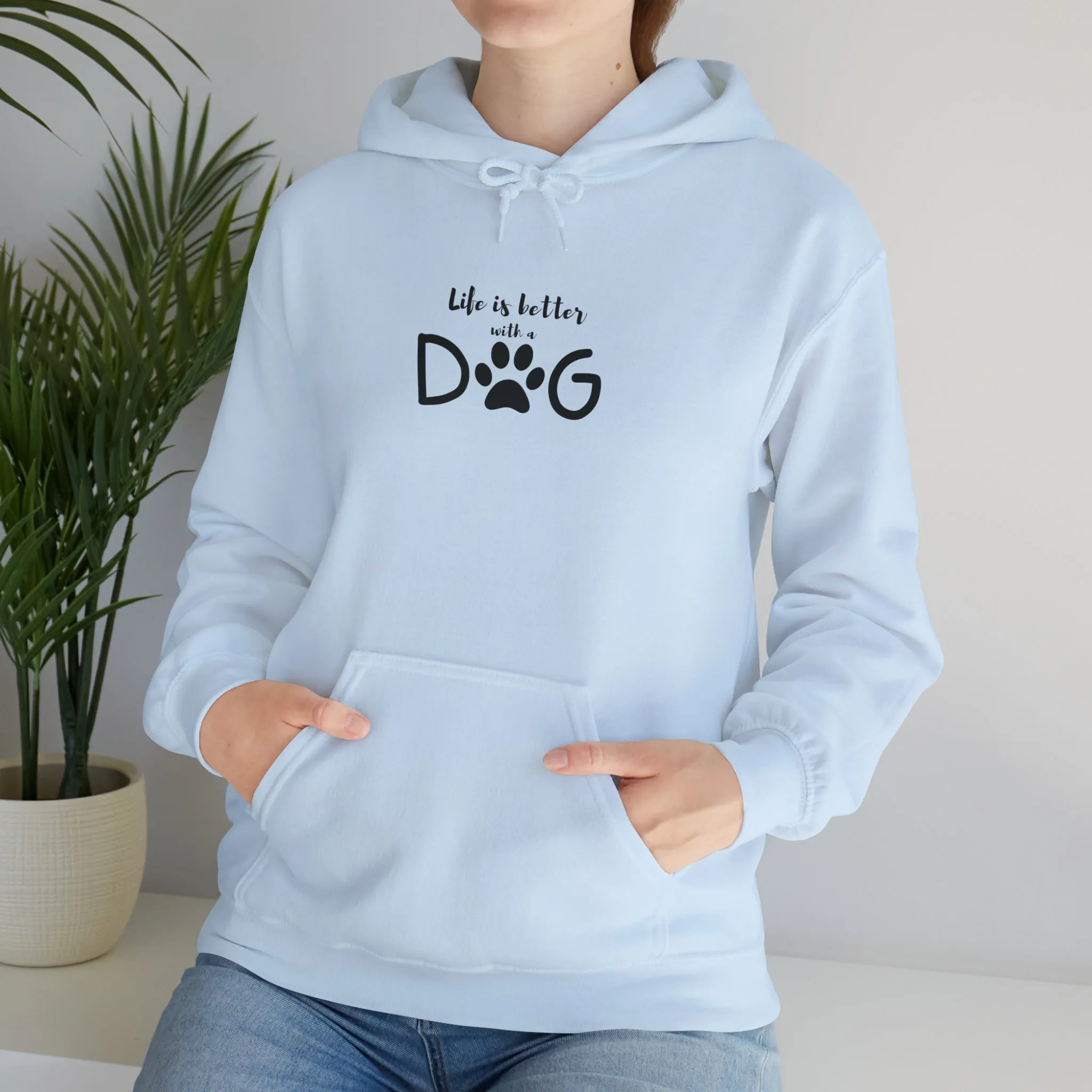 Life is Better with a Dog Hoodie, Cotton Pullover Sweatshirt