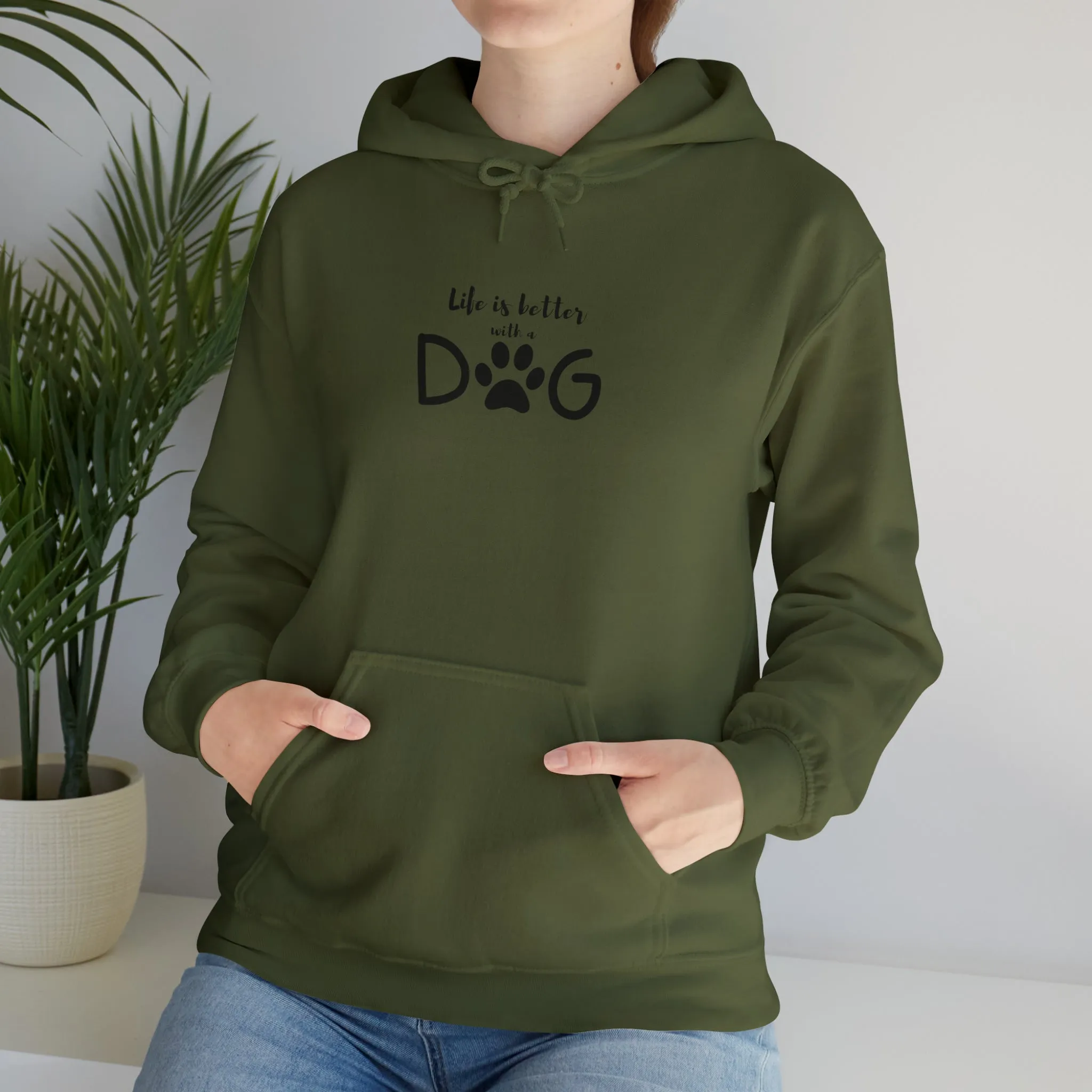Life is Better with a Dog Hoodie, Cotton Pullover Sweatshirt