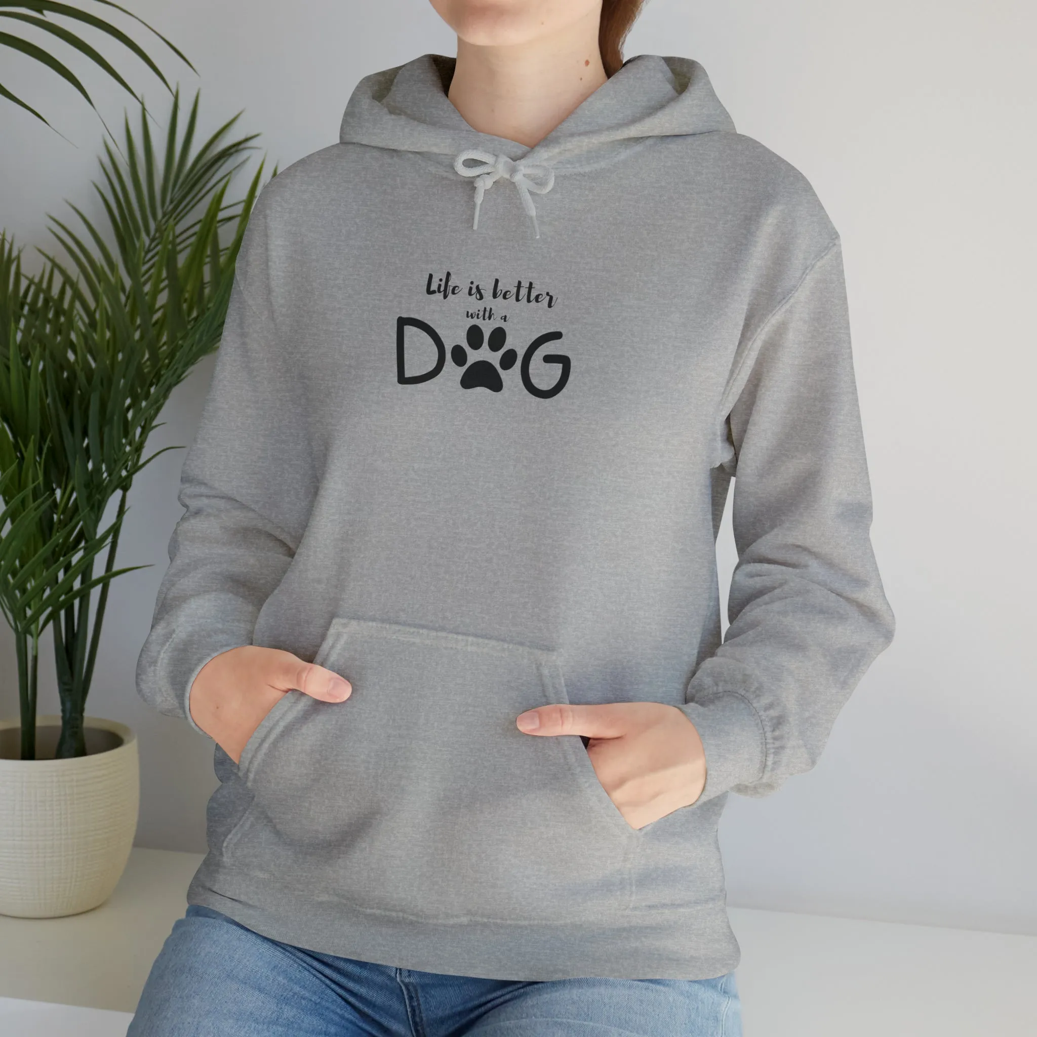 Life is Better with a Dog Hoodie, Cotton Pullover Sweatshirt