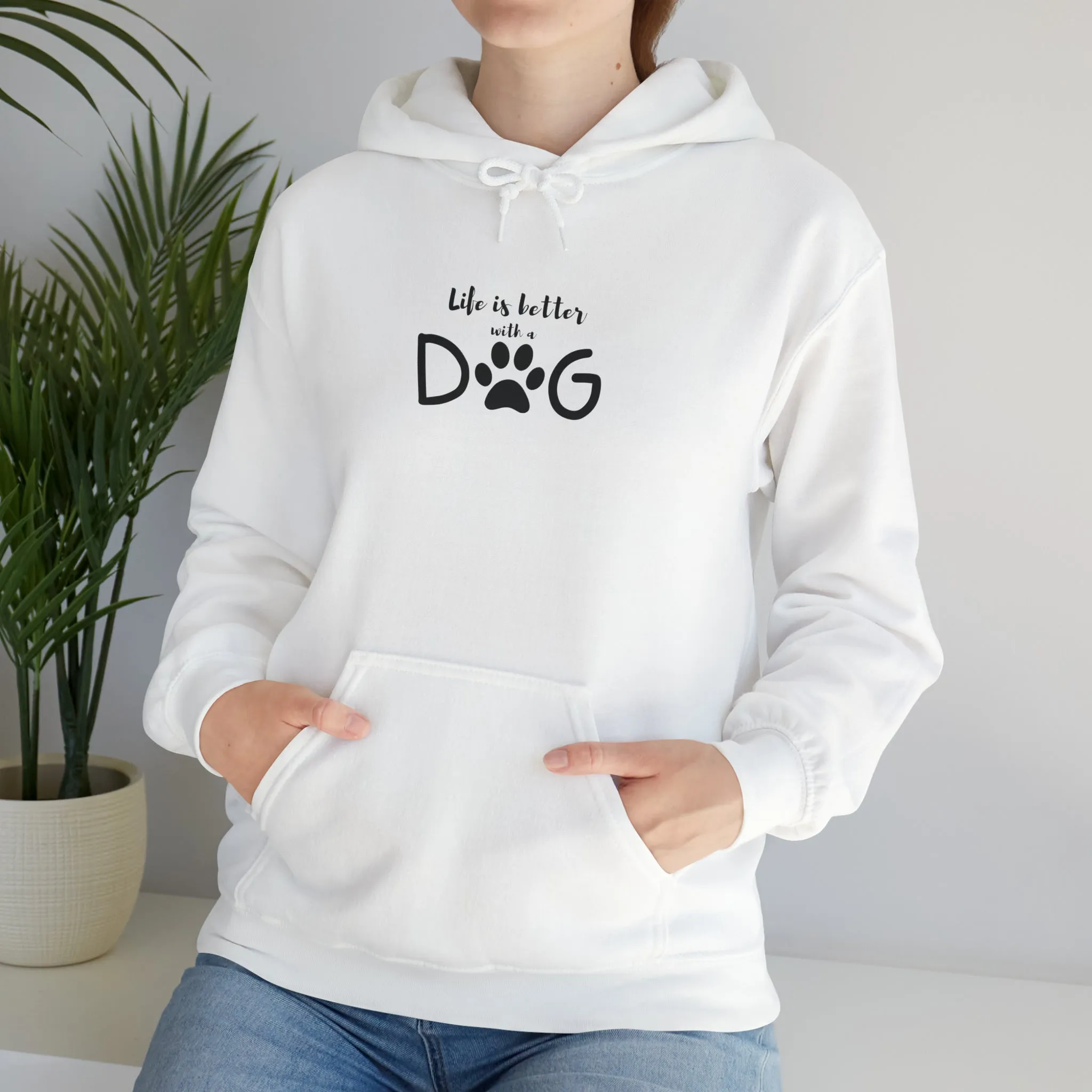 Life is Better with a Dog Hoodie, Cotton Pullover Sweatshirt